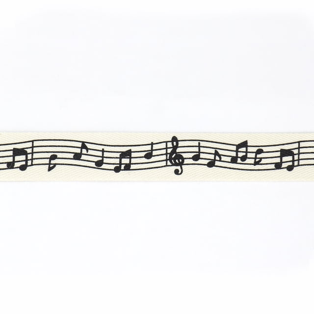 UNIQUE CREATIV, Ribbon, Printed Twill, Music Note, 20mm × 5.4m (0.78" × 18ft)