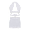 thumbnail image 4 of dPois Robe de Danse Latine Rumba Samba à Franges pour Filles, Taille Découpée, Paillettes, Tenue de Danse de Salon, Justaucorps à Jupe de Ballet, Blanc 6, 4 of 6