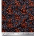 thumbnail image 1 of Soimoi Tissu Noir Poly Georgette Roue Imprimé Ethnique Tissu de Couture Yard 52 Pouces de Large, 1 of 3
