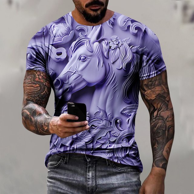 Weiqiqre T-shirt pour Homme Décontracté à Relief, Imprimé de Course, T-shirt Graphique, Extérieur, Quotidien, Vacances, Manches Courtes, Col Rond, Chandail à Porter au Quotidien, Extérieur, Rue et Centres de Villégiature