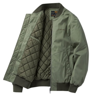 Pisexur Mens Winter Jacket Zipper Long Sleeve Cotton Jacket Casual Solid Color Oversized Windbreaker Winter Coats for Men Plus Size Warming Jacket with Pockets M-4XL