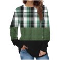thumbnail image 1 of KIHOUT Chandails en Molleton de Mode pour Femmes, Manches Longues Décontractées à Carreaux Patchwork Col Rond Ample Blouse Chandail Tops, Taille P-2TG, 1 of 5