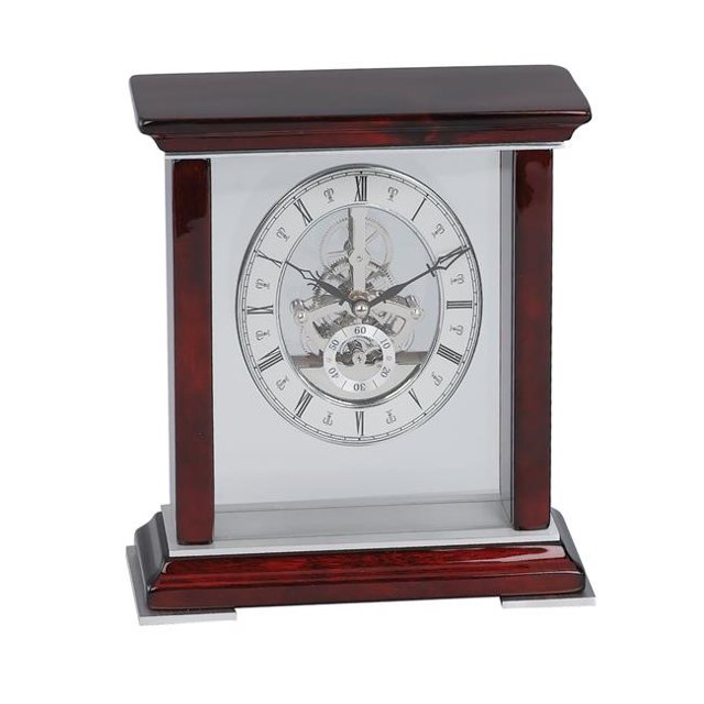 Jiallo 15141 Horloge Squelette de Table en Acajou
