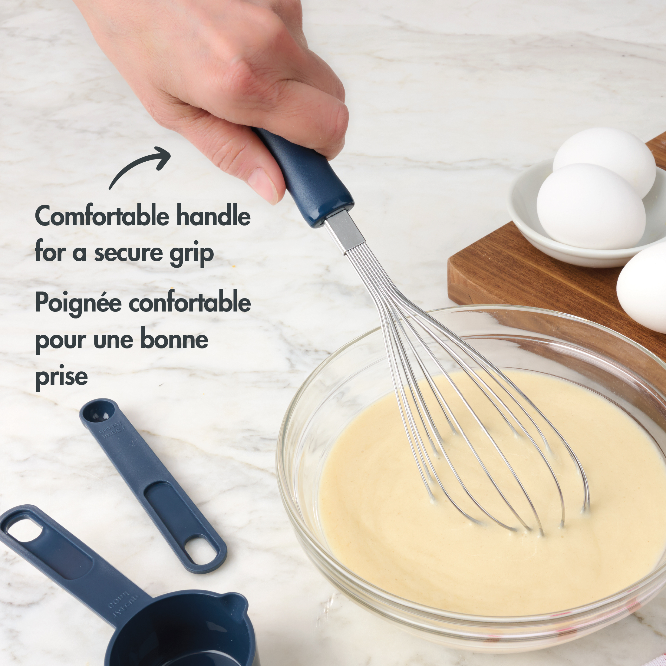 Fouet ballon Mainstays en acier inoxydable 29 cm, 14 fils, Ustensile de cuisine, Marine
