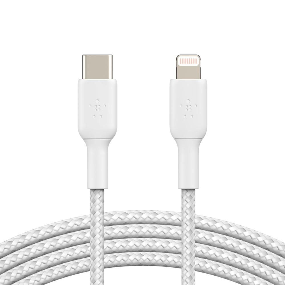 Câble de Charge/Sync Tressé USB-C vers Lightning 4pi Blanc de Belkin