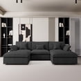 thumbnail image 1 of The Magic Home Canapé Sectionnel Modulaire en Lin en Forme de U à 5 Places, Noir, 1 of 13
