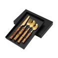 thumbnail image 2 of Serving Utensils for Modern Serving and Cooking, Stainless Steel Salad Servers or Salad Tongs, 12 Inch Salad Tosser, Serving Spoon and Fork Set with Bamboo Handle, Gold, 2 of 3