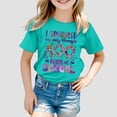 thumbnail image 2 of LUOGENLI T-Shirt pour Filles Enfants Mode Décontractée Imprimé Col Rond Ample Manches Courtes T-Shirt Haut Maxi Hauts Ensemble Été Vert Menthe 12-13 Ans, 2 of 4