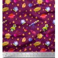 thumbnail image 1 of Soimoi Poly Georgette Fabric Spaceship,Star & Telescope Cartoon Decor Fabric Printed Yard 42 Inch Wide, 1 of 3
