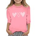 thumbnail image 1 of PMVFHDE Hauts d'Été pour Fille T-Shirts pour Fille Hauts d'Été Graphiques Hauts Tendance pour Fille T-Shirt Robe pour Fille Imprimé de la Saint-Valentin Col Rond Fonctionnel Manches 3/4 T-Shirt Rose, 5-6 Ans, 1 of 4