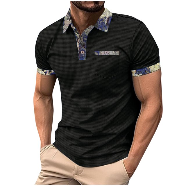 Shirts for Men, Mens Lapel Color Buttons Outdoors Short Sleeve Turndown Collar Blouse Shirt