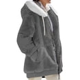 thumbnail image 1 of MAWCLOS Ladies Thickened Solid Color Hooded Cardigan Winter With Pockets Sherpa Coat Dark Gray S, 1 of 2