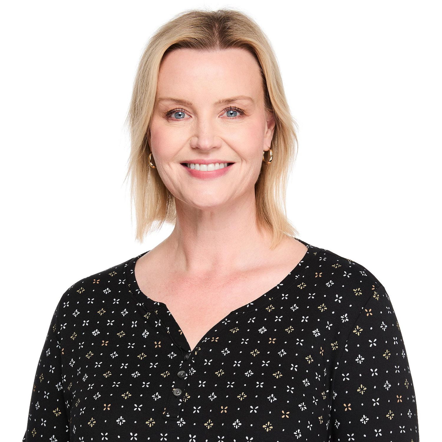 T-shirt imprimé à col henley Karen Scott Plus pour femmes