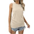 thumbnail image 1 of JGGSPWM Femmes Sans Manches Col Rond Été Couleur Unie Coupe Ample Débardeurs Basiques T-Shirts Blanc 5TG, 1 of 9