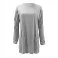 thumbnail image 3 of KIHOUT Spring Winter Womens Tops New Round Neck Long Sleeve Loose Pocket Solid Color Casual Top, 3 of 4