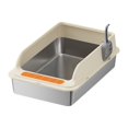 thumbnail image 2 of lionlar Cat Litter Box Cat Sand Box Heightened Fence Anti Splashing Kitty Litter Pan Khaki, 2 of 9