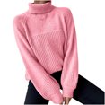 thumbnail image 1 of FAIWAD Chandail à Col Roulé pour Femmes Manches Longues Tricoté Côtelé chandail Tendance Basique, 1 of 6