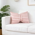 thumbnail image 5 of Striped Velvet Pillowcase with Bow Detail, Rectangular Bolster Cushion Cover 50 x 33 cm, Soft Polyester for Sofa Bed Home Decor, 1 Pack, 5 of 5