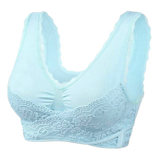 Kcodviy Women's Front Side Buckle Running Bra Lace Edge without Steel Compression Bra Ring Movement Seamless Gathering Women Bras Plus Size Adjustment Yoga Sleep Large Bra