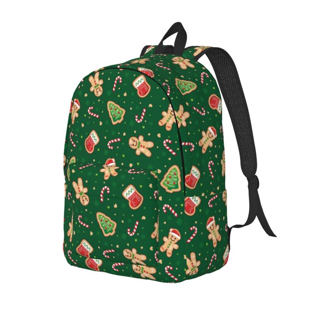 Vsdgher green Christmas Element Print Canvas Backpack Travel Rucksack Unisex Knapsack 15.7/17.7Inch Laptop Backpack for Work,College-Medium