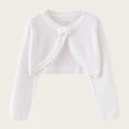 thumbnail image 2 of Boléro Ouvert pour Filles Enfants Manches Longues Court Cardigan Élégant Chandail Tricoté Cardigan pour Enfants, 2 of 7