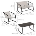 thumbnail image 3 of Outsunny Garden Furniture Set with Glass Table, Breathable Mesh, Cream, 3 of 10