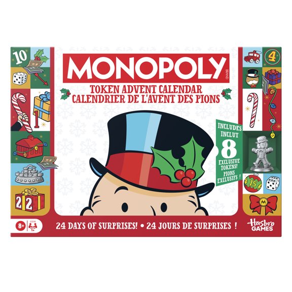 Monopoly Token Advent Calendar, Christmas and Holiday Gifts for Families and Kids 8+