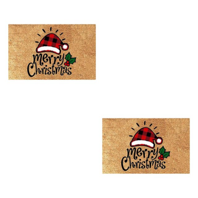 Maytalsory Soft And Comfortable Christmas Doormats Water Absorption For Easy To Clean Christmas hat 2Set