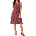 thumbnail image 1 of INSPIRE CHIC Robe Midi à Fleurs pour Femme Été Décontractée Invitée de Mariage Sans Manches m Bourgogne, 1 of 7