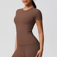 thumbnail image 4 of Yuyuzo Hauts d'Entraînement pour Femmes Manches Courtes Yoga Course T-Shirts Basiques Courts Col Rond Athlétiques Serrés, 4 of 6