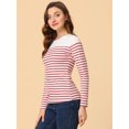 thumbnail image 3 of INSPIRE CHIC Blouse pour Femme à Rayures à Blocs de Couleur à Manches Longues T-Shirt Décontracté TG Blanc Rouge, 3 of 5