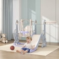 thumbnail image 2 of Qaba 4-in-1 Slide and Swing Set with Basketball Hoop, Climber, Light Blue, 2 of 9