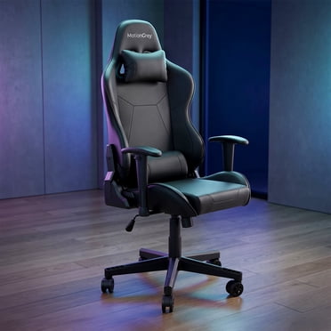 MotionGrey Enforcer - Office Gaming Chair, Ergonomic, High Back, PU Leather, with Height Adjustment, Headrest & Lumbar Cushions Great Desk Chair - Black S1