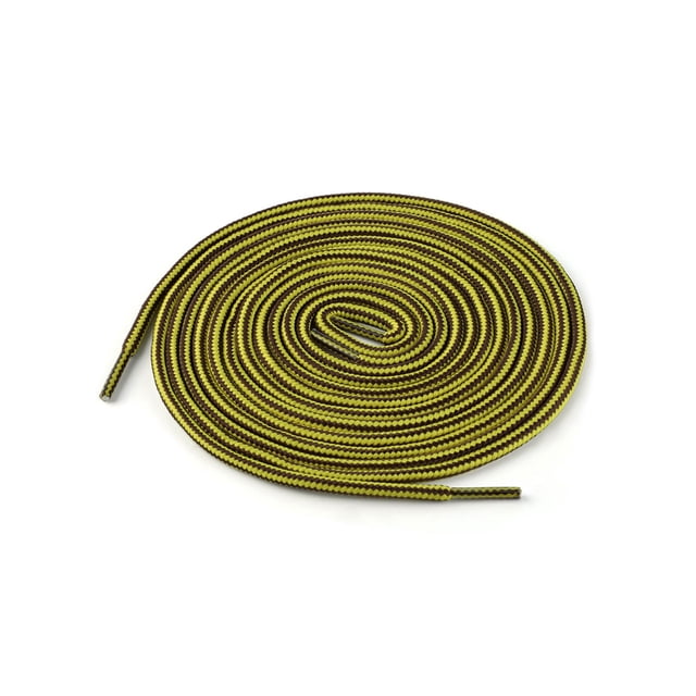 INSPIRE CHIC Unisex Round Rope Dual Colored Striped 1/5 Thick Boot Shoelace 150cm / 59.05" Gold Yellow Coffee