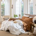 thumbnail image 3 of Ensemble de Draps en Coton Lavé Effet Lin, Respirant, Durable, Doux et Confortable (Orange Foncé Grand Lit), 3 of 6