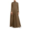 thumbnail image 1 of RKSTN Robes d'Automne pour Femmes Grande Taille Décontractées Robe de Couleur Unie Col Montant Manches Longues Hiver Automne Basique Tempérament Fluide Robe Maxi, 1 of 6