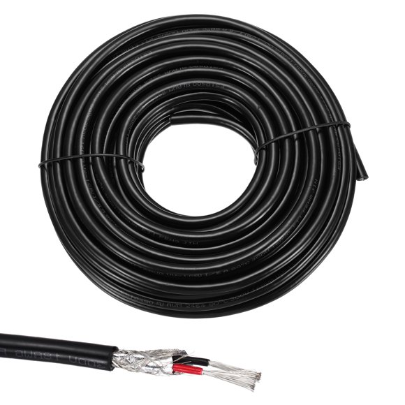 1Pcs UL2464 Shielded Cable 16AWG 15.24m(50 Ft) 300V 2 Conductor Electrical CNC Wire with Double-Layer Shielding