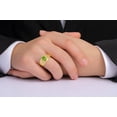 thumbnail image 3 of RYLOS Men's Rings Yellow Gold Plated Silver Designer Nugget Ring Oval 9X7MM Gemstone &  Diamonds  Peridot Birthstone Rings For Man Size 11, 3 of 7