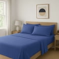 thumbnail image 2 of Comfy Bamboo World Series Ensemble de Draps en Microfibre 4 Pcs, Taille Lit Simple, Bleu Marine, 2 of 6