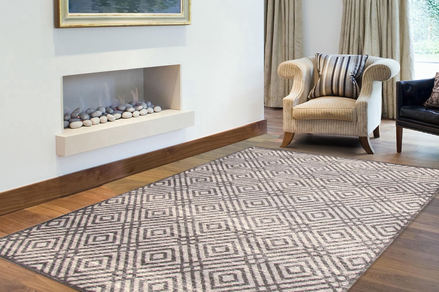 Tapis d'Interieur ECARPET Géométrique pour Salon Collection Ember