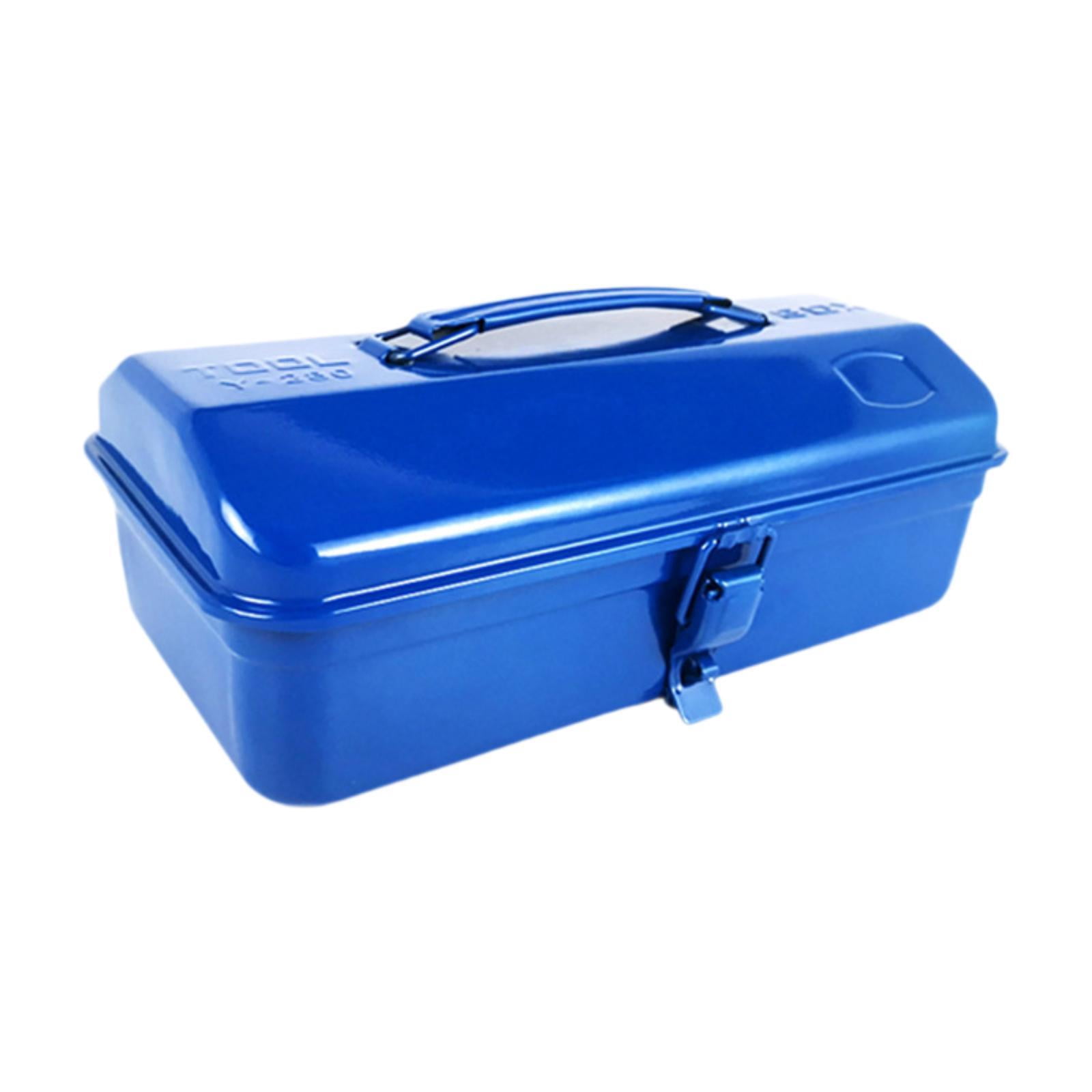 Almencla Portable Tool Box Car Hardware Repair Tool Storage Box Tool Case Household Solid Metal Locking Latch Sturdy Container Carrier Blue