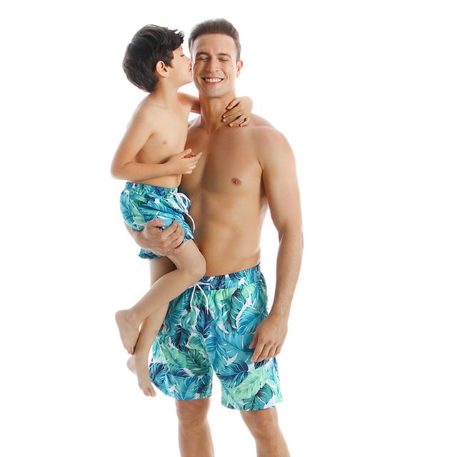 KYAIGUO Father Son Matching Swim Trunks Swimming Trunk Shorts Set with Elastic Waistband Daddy Son Bathing Suits