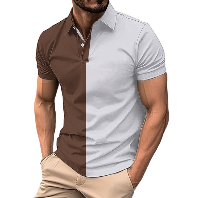 Styesk T-Shirts pour Hommes Pull à Boutons Manches Courtes Col Rabattu Chemise Haut Blouse
