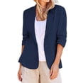 thumbnail image 2 of Qertyioot Manteau Grande Taille pour Femmes, Cardigan Blouse Décontracté à Col Rabattu à la Mode à Manches 3/4, 2 of 6