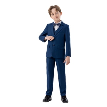 Zecgelong Boys Business Suits Coat 4 Piece Outfit Tuxedo Set For Kids Formal Suit For Boys With Vest Pants Bowtie Set Slim Size 9-10 Years