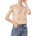 thumbnail image 1 of INSPIRE CHIC Valentine's Day Women's Floral Blouse Short Cap Sleeve Chiffon Casual Ruffle Tops S Apricot, 1 of 8