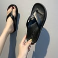 thumbnail image 2 of FRSASU Womens Platform Flip Flops Open Toe Slides Flat Sandals Thong Summer Beach Vacation Shoes Black, 2 of 9