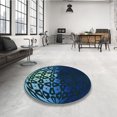 thumbnail image 4 of Ahgly Company Tapis Rond Lavable en Machine Intérieur Transitionnel Bleu Lierre, 6 Pieds Rond, 4 of 7