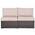 thumbnail image 3 of Patiojoy 2-Piece Outdoor Wicker Rattan Sectional Armless Sofa Chair with Brown Cushions, 3 of 5