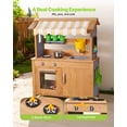 thumbnail image 4 of VEVOR Mud Kitchen, Outdoor Mud Kitchen for Kids, Wood Outdoor Play Kitchens with Spoons, Sink, Tank, Sunshade Canopy, Shovels, Cookware Pots and Accessories, Wooden Play Kitchens for Home, Lawn, 4 of 9